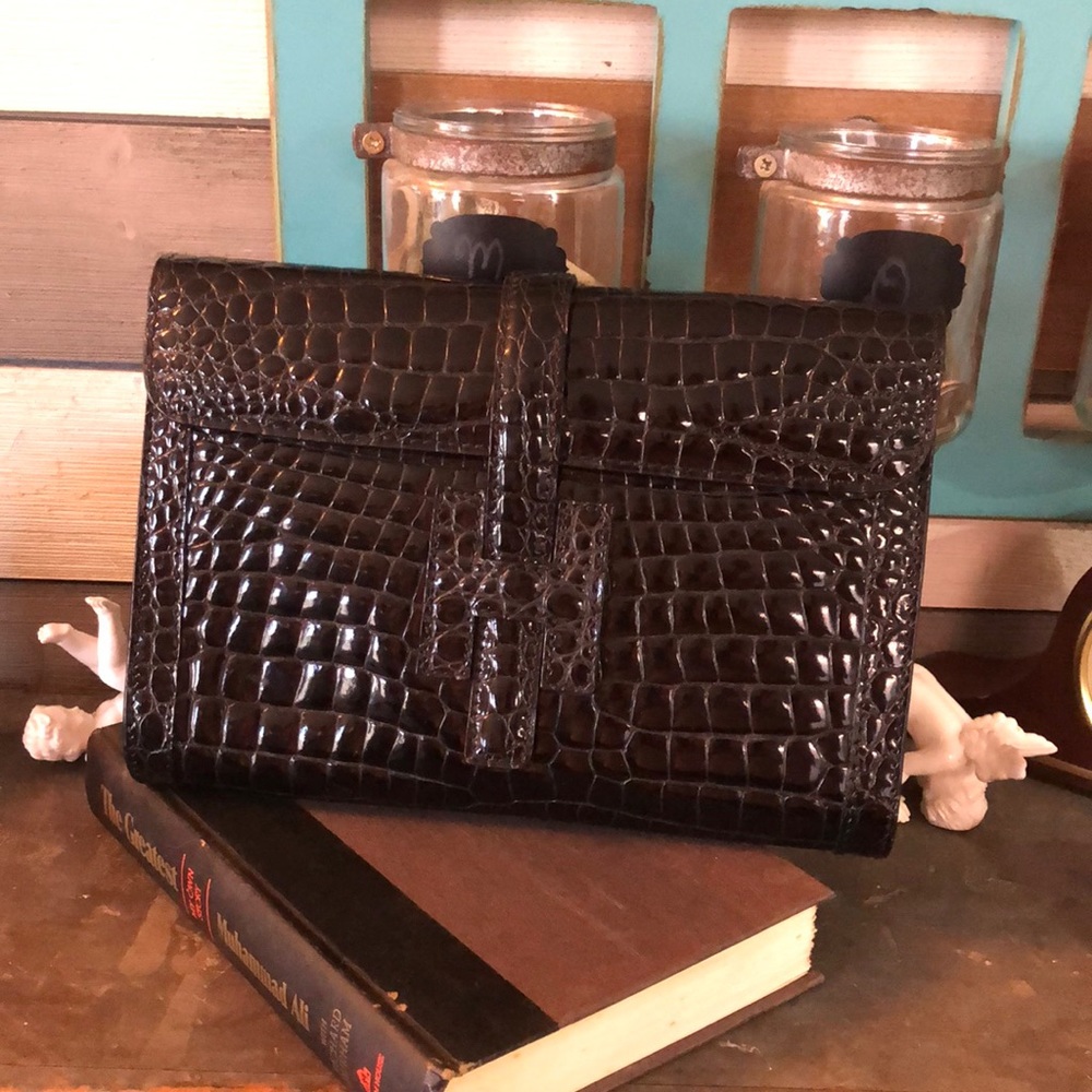Vintage Croc Embossed Leather Croc Embossed Small Purse